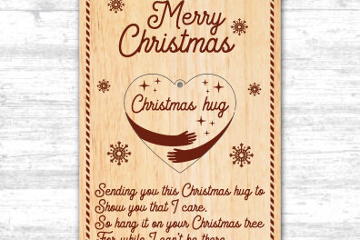 Intra απο ξύλο plywood 3mm-4mm πάχος A Little Christmas Hug Cut  Δίασταση 15x15 cm INTRAFABR-36211615