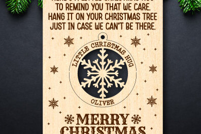 Σετ των 2 Intra απο ξύλο plywood 3mm-4mm πάχος A Little Christmas Hug Cut  Δίασταση 15x15 cm INTRAFABR-76173042