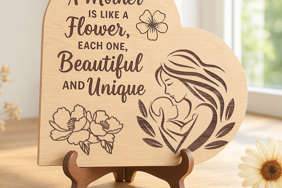 Intra απο ξύλο plywood 3mm-4mm πάχος Μια μητέρα είναι σαν ένα λουλούδι σημάδι κοπής με λέιζερ Δίασταση 30x20 cm INTRAFABR-119011615