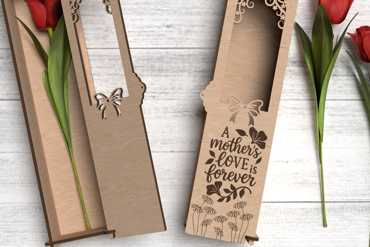 Σετ των 2 Intra απο ξύλο plywood 3mm-4mm πάχος A Mother's Love Flower Box Δίασταση 15x15 cm INTRAFABR-119418278