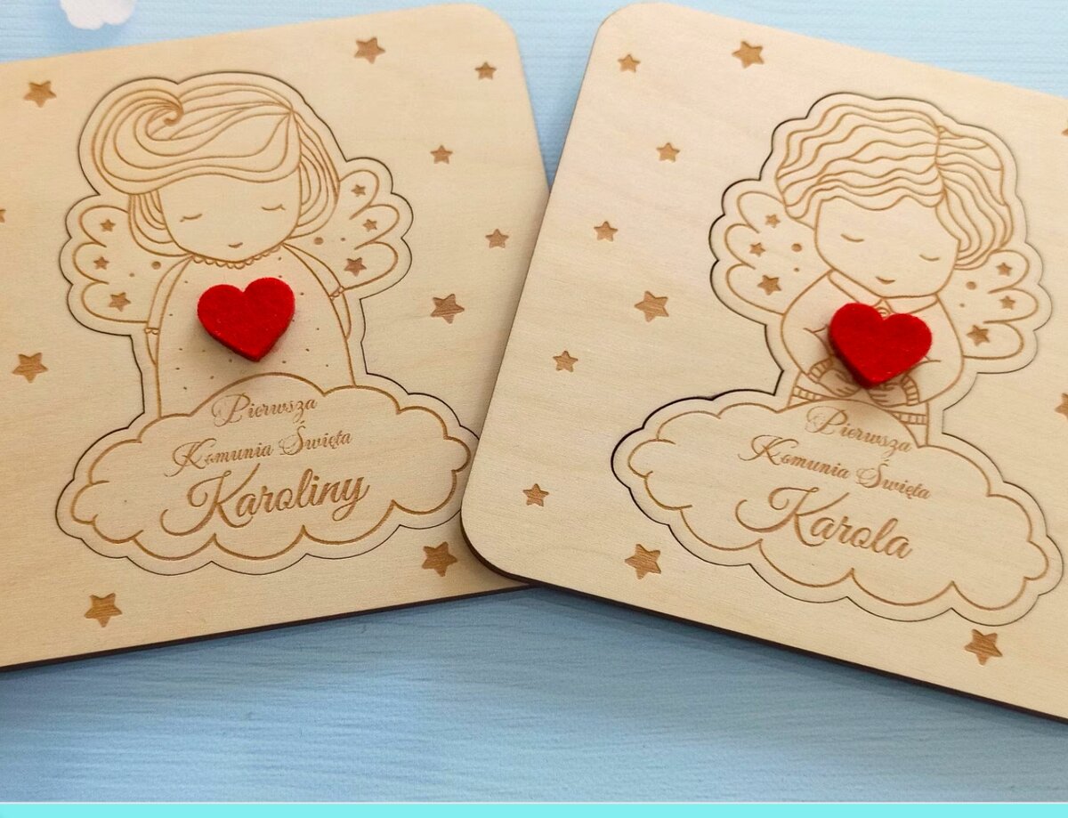 Σετ των 2 Intra απο ξύλο plywood 3mm-4mm πάχος Ένα ευχαριστώ στους νονούς Δίασταση 13x13 cm INTRAFABR-29762390