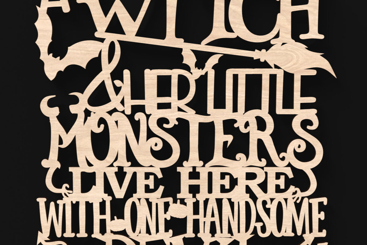 Intra απο ξύλο plywood 3mm-4mm πάχος Σημάδι A Witch &amp; Her Little Monsters Δίασταση 30x30 cm INTRAFABR-103368841