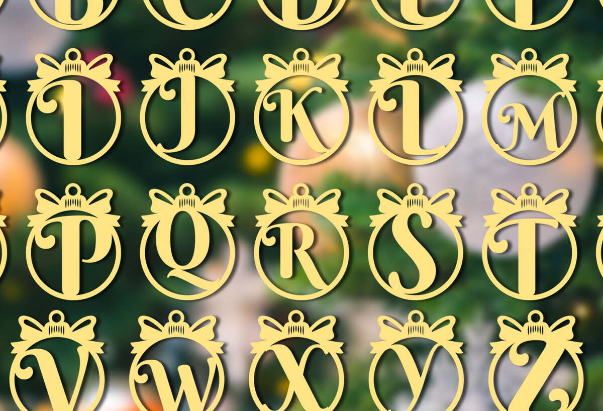 Σετ των 3 Intra απο ξύλο plywood 3mm-4mm πάχος Χριστουγεννιάτικες μπάλες A-Z Δίασταση 8x8 cm INTRAFABR-85901557