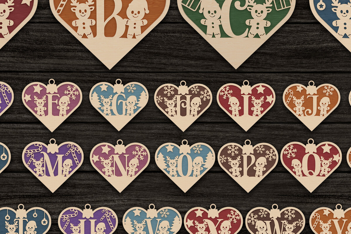 Intra απο ξύλο plywood 3mm-4mm πάχος χριστουγεννιάτικων στολιδιών A-Z Initial Δίασταση 30x20 cm INTRAFABR-107496134