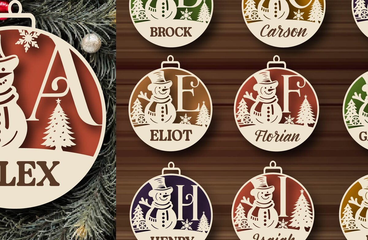 Intra απο ξύλο plywood 3mm-4mm πάχος A-Z Name , Christmas Ball Δίασταση 20x30 cm INTRAFABR-108341924