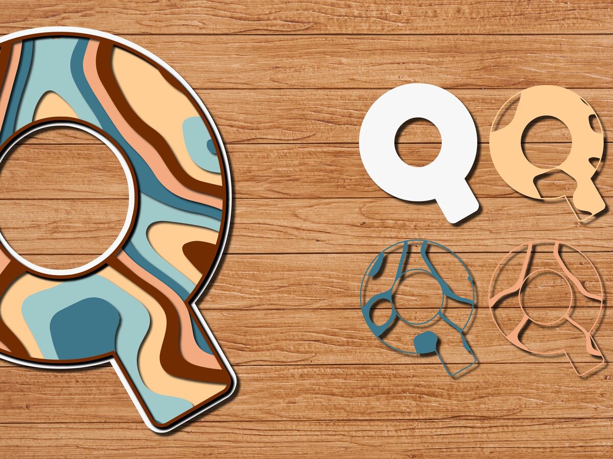 Σετ των 2 Intra απο ξύλο plywood 3mm-4mm πάχος ABCD Alphabet PaperCut 3D Δίασταση 15x15 cm INTRAFABR-41191780