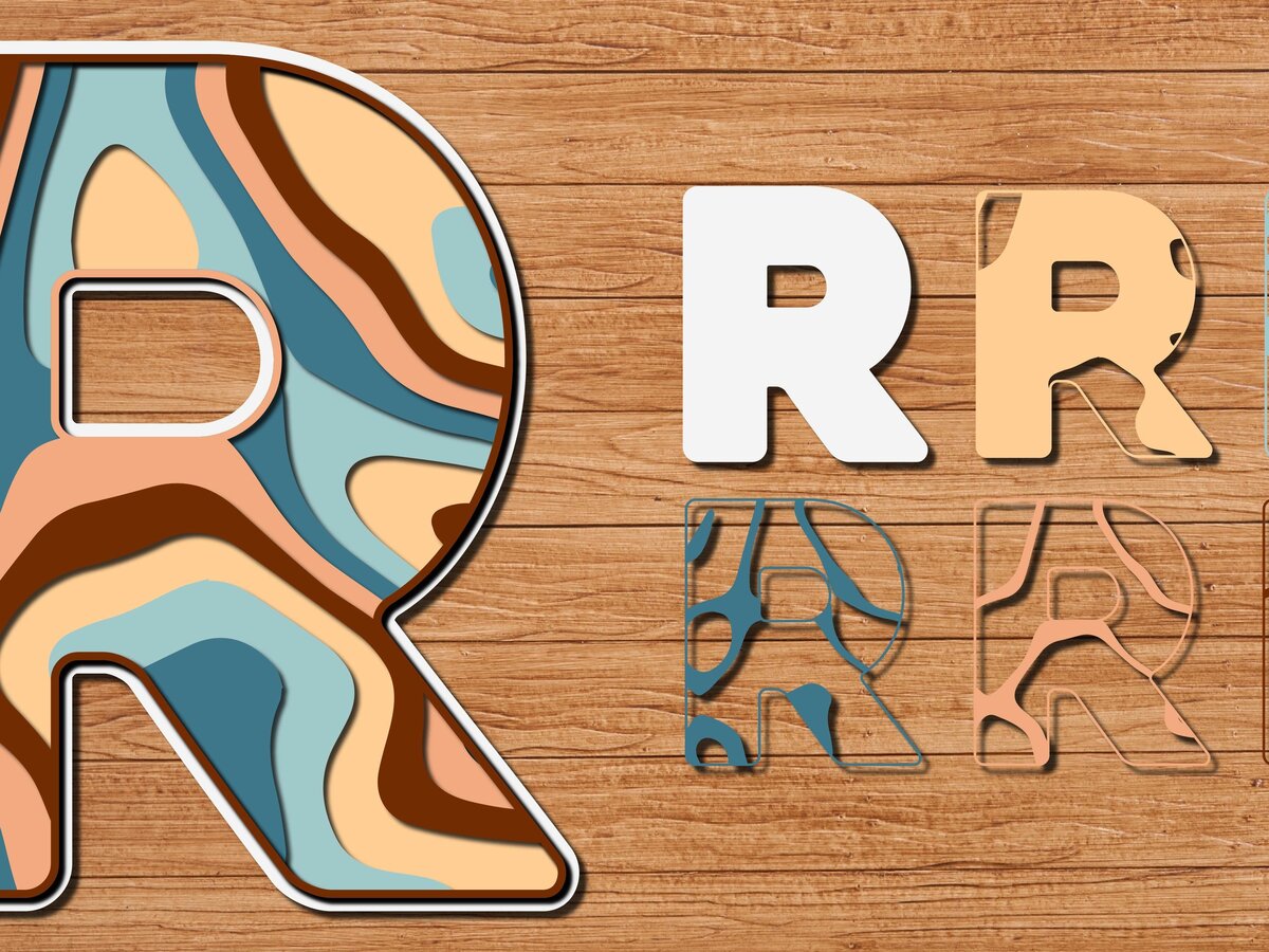 Σετ των 2 Intra απο ξύλο plywood 3mm-4mm πάχος ABCD Alphabet PaperCut 3D Δίασταση 15x15 cm INTRAFABR-41192267