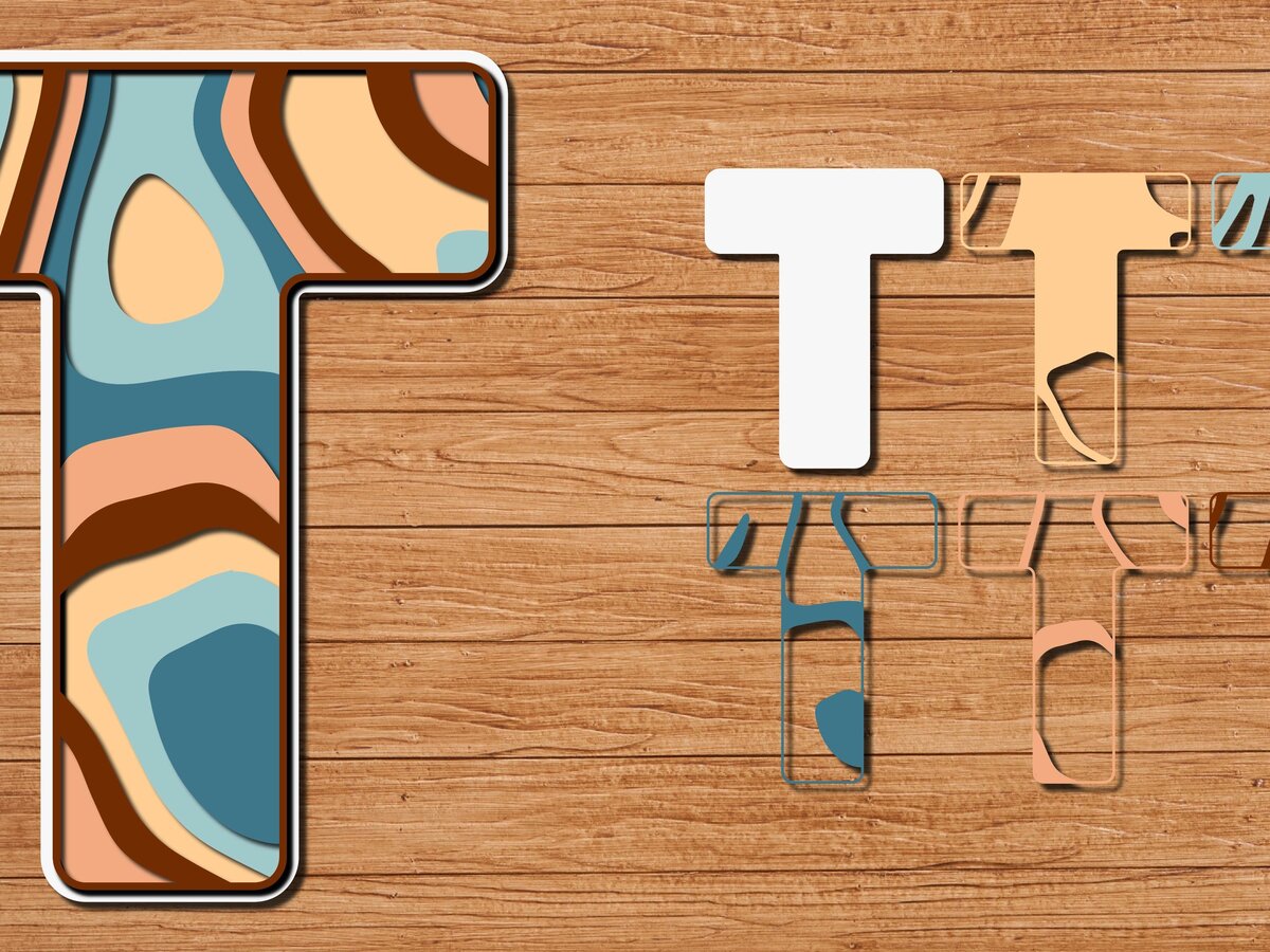 Σετ των 2 Intra απο ξύλο plywood 3mm-4mm πάχος ABCD Alphabet PaperCut 3D Δίασταση 15x15 cm INTRAFABR-41192381