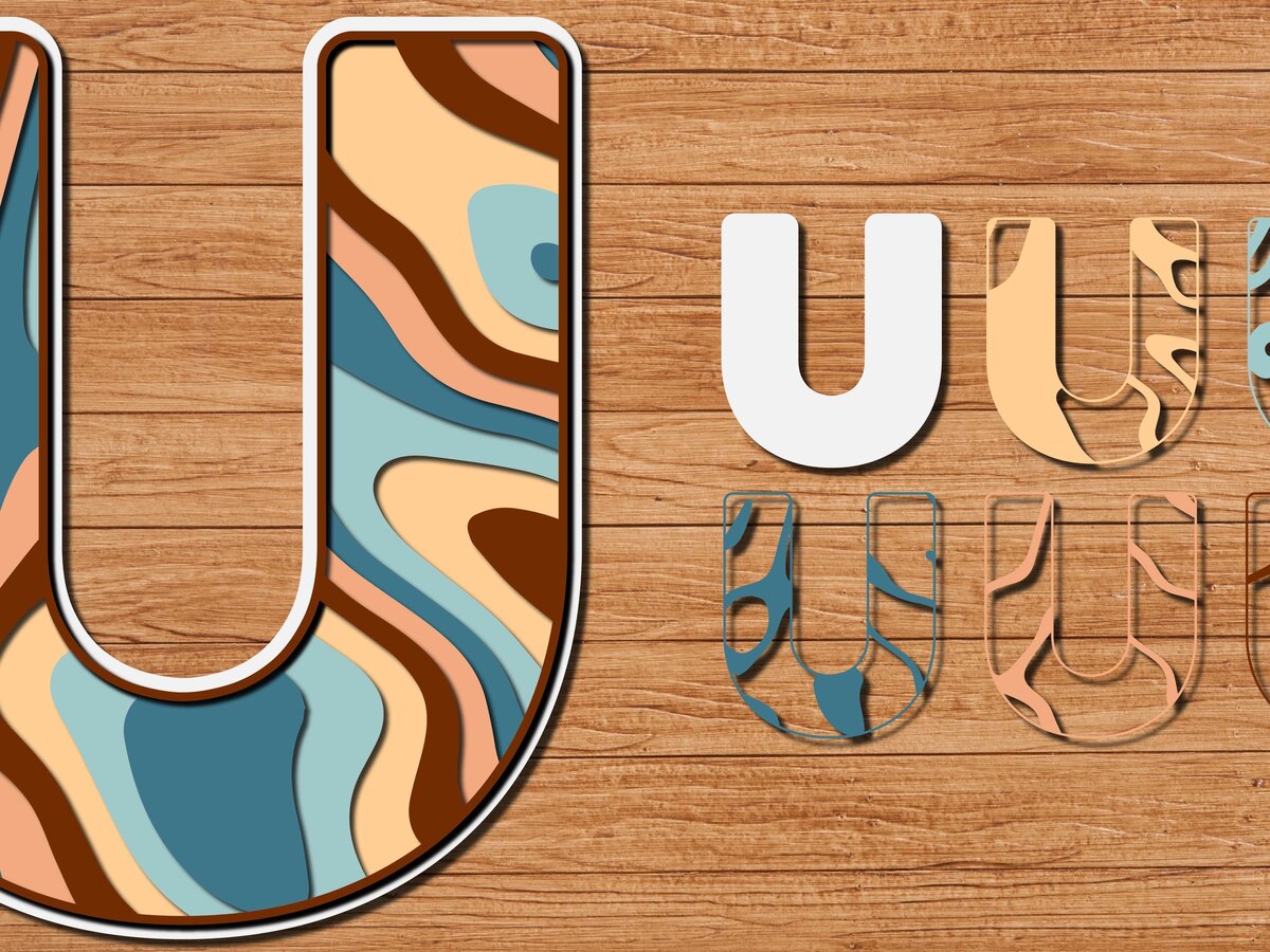 Σετ των 2 Intra απο ξύλο plywood 3mm-4mm πάχος ABCD Alphabet PaperCut 3D Δίασταση 15x15 cm INTRAFABR-41192458