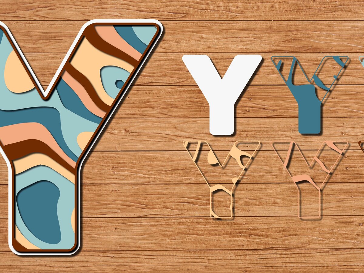 Σετ των 2 Intra απο ξύλο plywood 3mm-4mm πάχος ABCD Alphabet PaperCut 3D Δίασταση 15x15 cm INTRAFABR-41193465