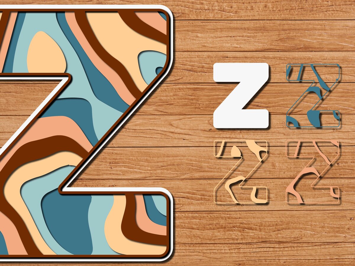 Σετ των 2 Intra απο ξύλο plywood 3mm-4mm πάχος ABCD Alphabet PaperCut 3D Δίασταση 15x15 cm INTRAFABR-41193565