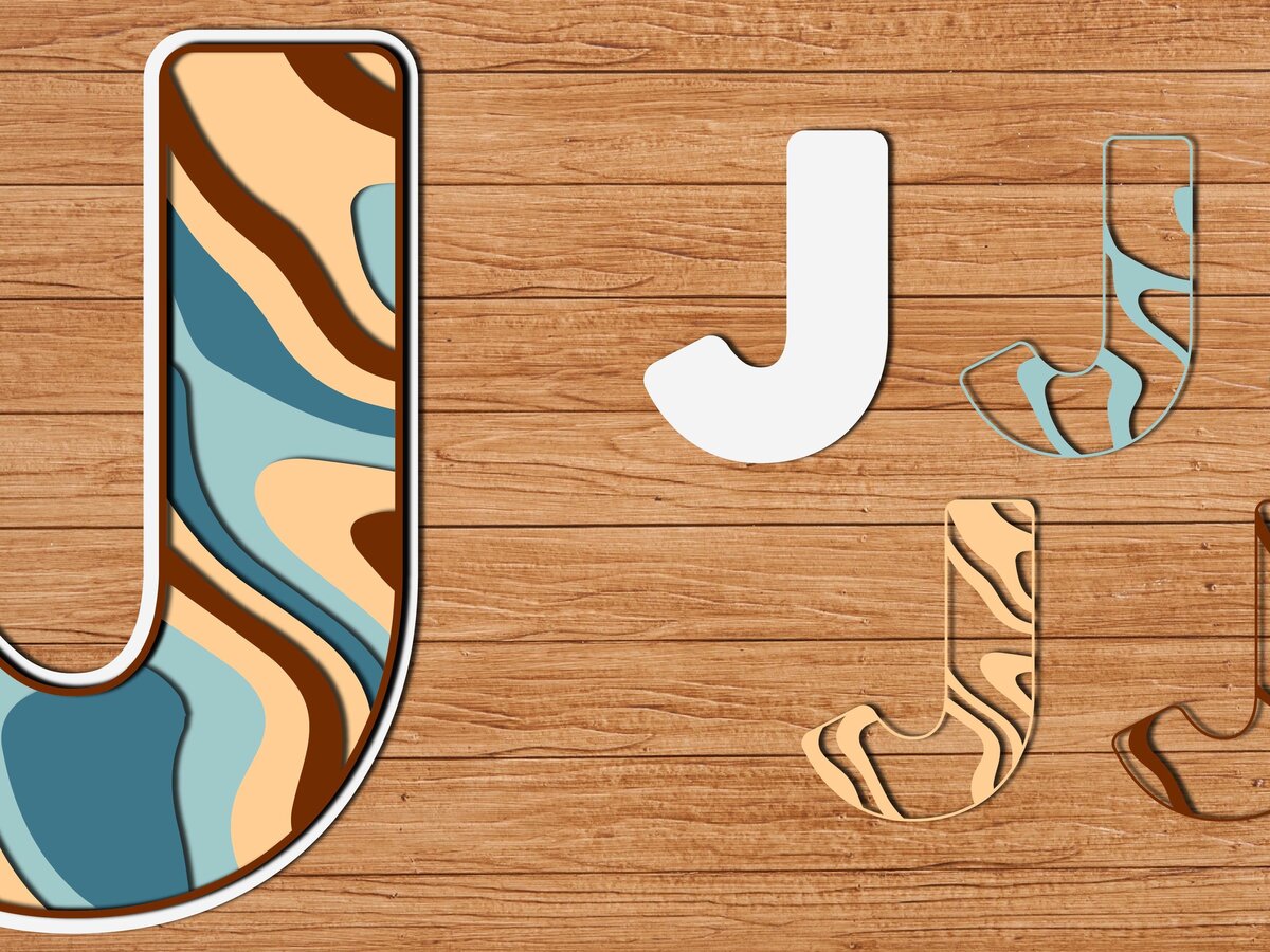 Σετ των 2 Intra απο ξύλο plywood 3mm-4mm πάχος ABCD Alphabet PaperCut 3D Δίασταση 15x15 cm INTRAFABR-41190877