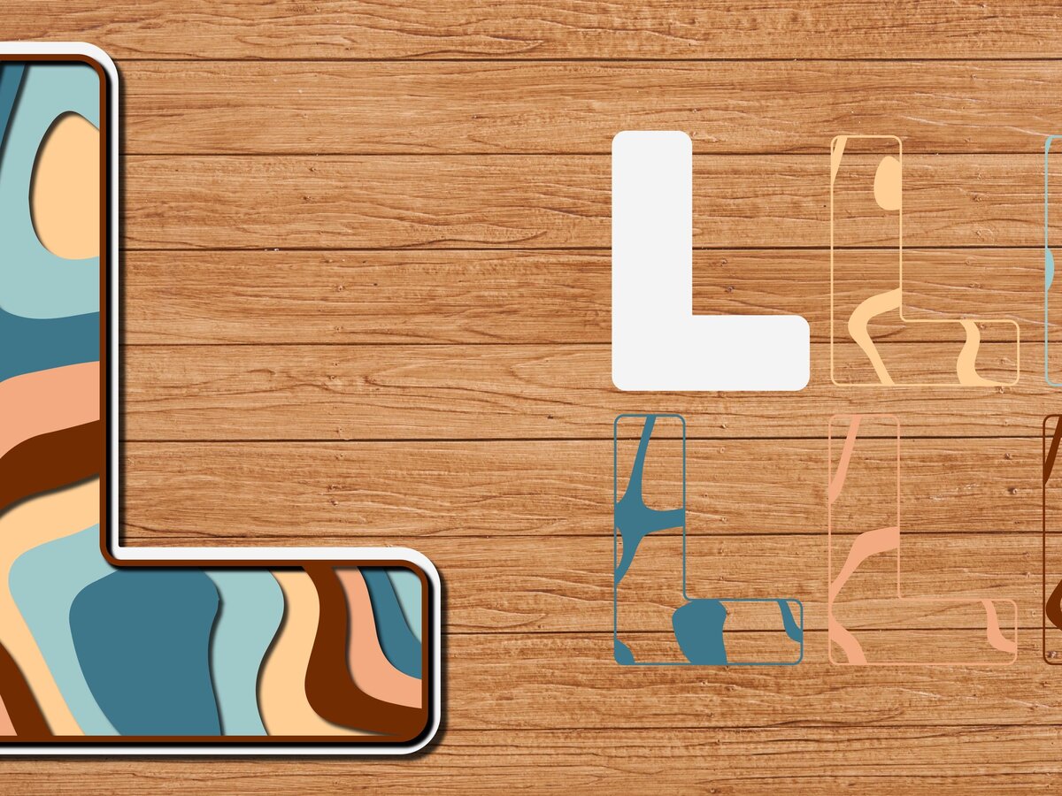 Σετ των 2 Intra απο ξύλο plywood 3mm-4mm πάχος ABCD Alphabet PaperCut 3D Δίασταση 15x15 cm INTRAFABR-41191093