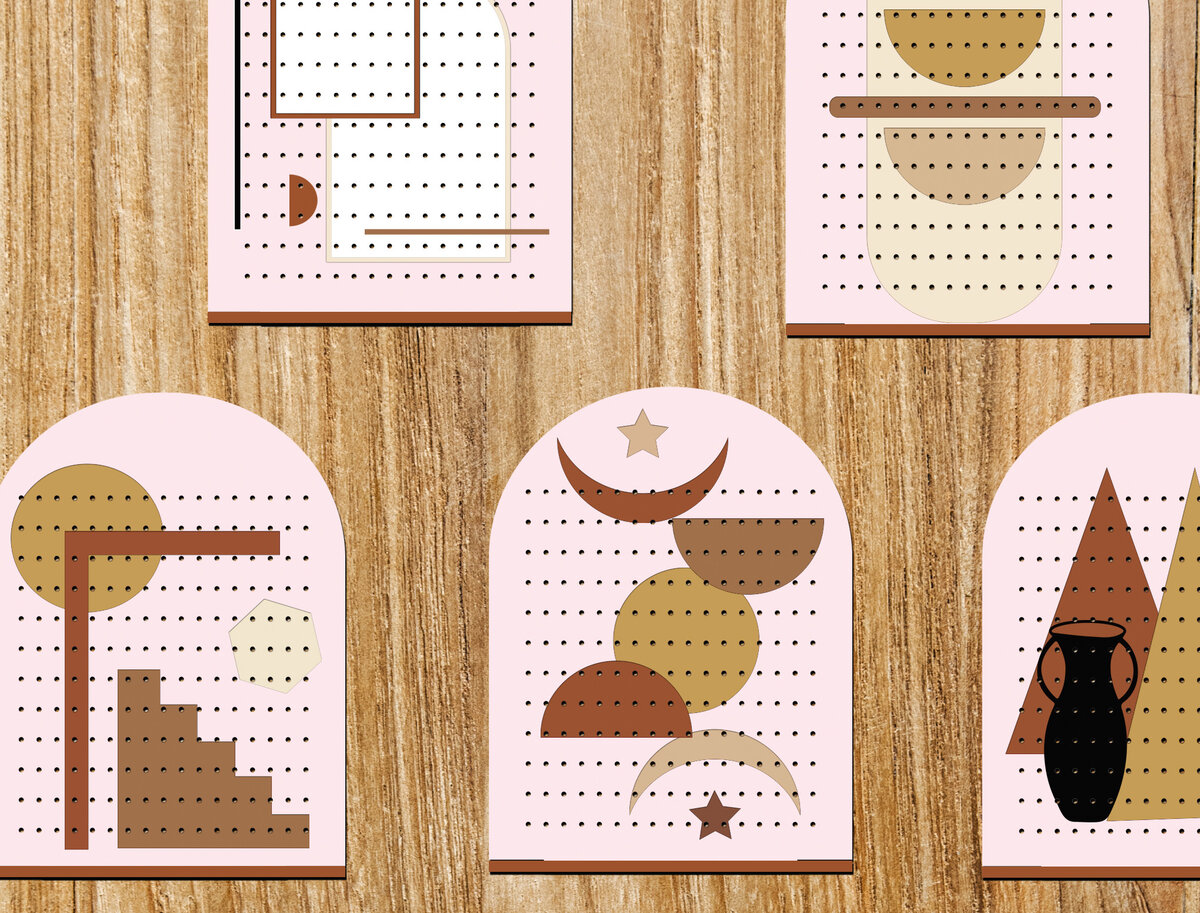 Σετ των 3 Intra απο ξύλο plywood 3mm-4mm πάχος Αφηρημένα μινιμαλιστικά σκουλαρίκια Boho Δίασταση 3x3 cm INTRAFABR-26352144