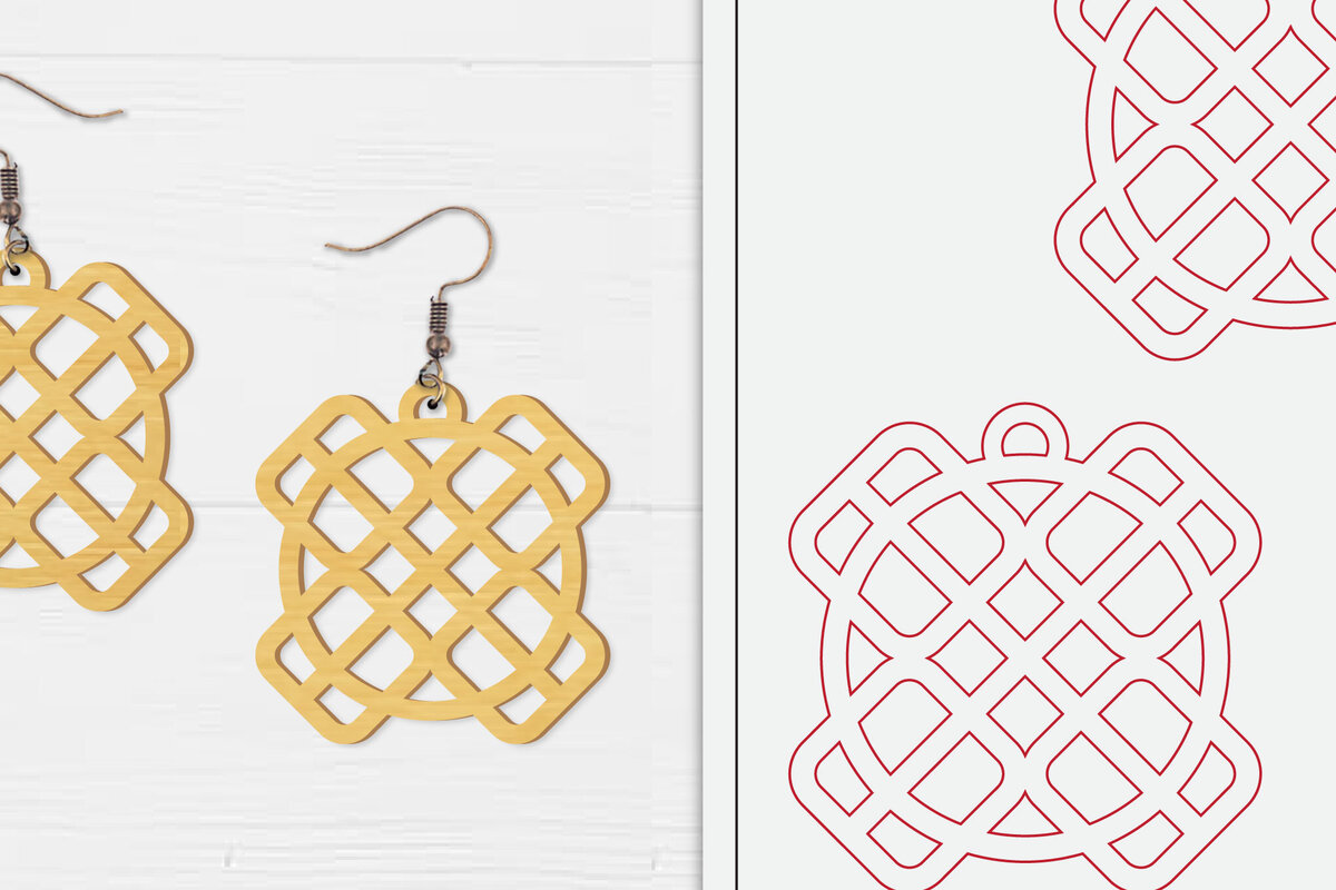 Σετ των 3 Intra απο ξύλο plywood 3mm-4mm πάχος Αφηρημένη κελτική Δίασταση 3x3 cm INTRAFABR-99409419