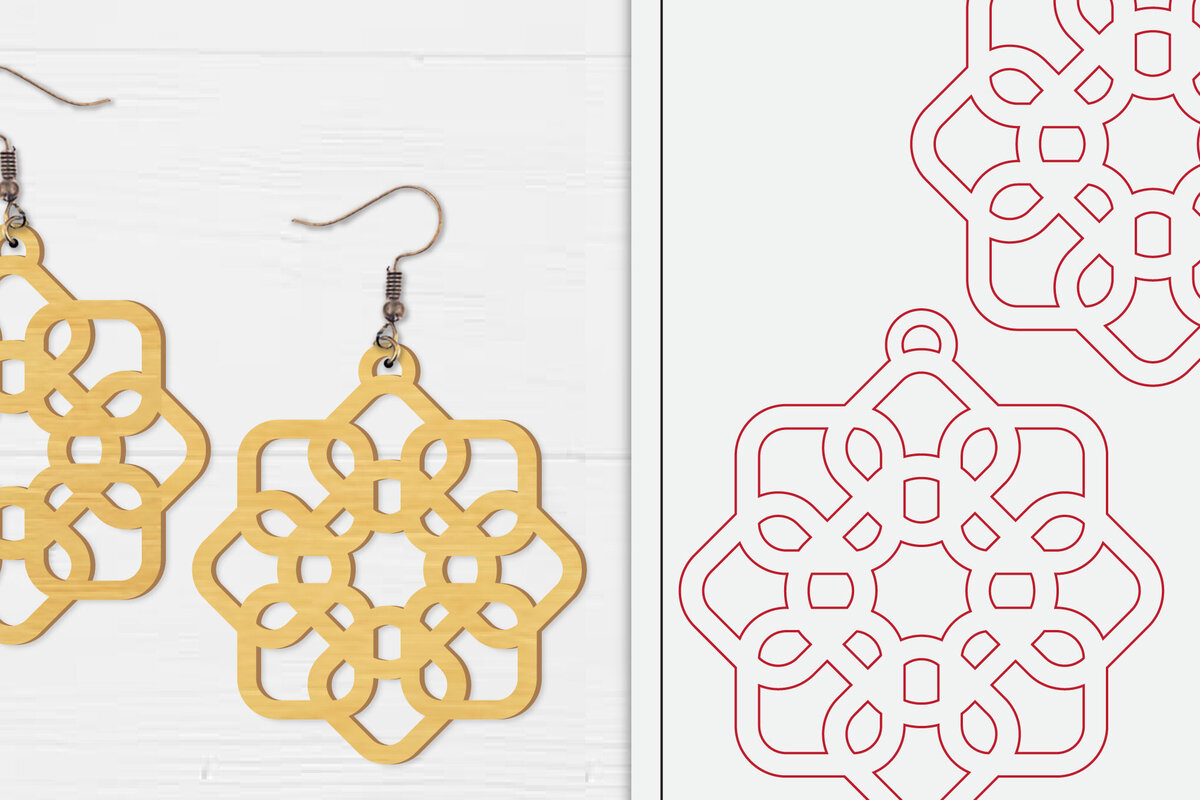 Σετ των 3 Intra απο ξύλο plywood 3mm-4mm πάχος Αφηρημένη κελτική Δίασταση 3x3 cm INTRAFABR-99409486