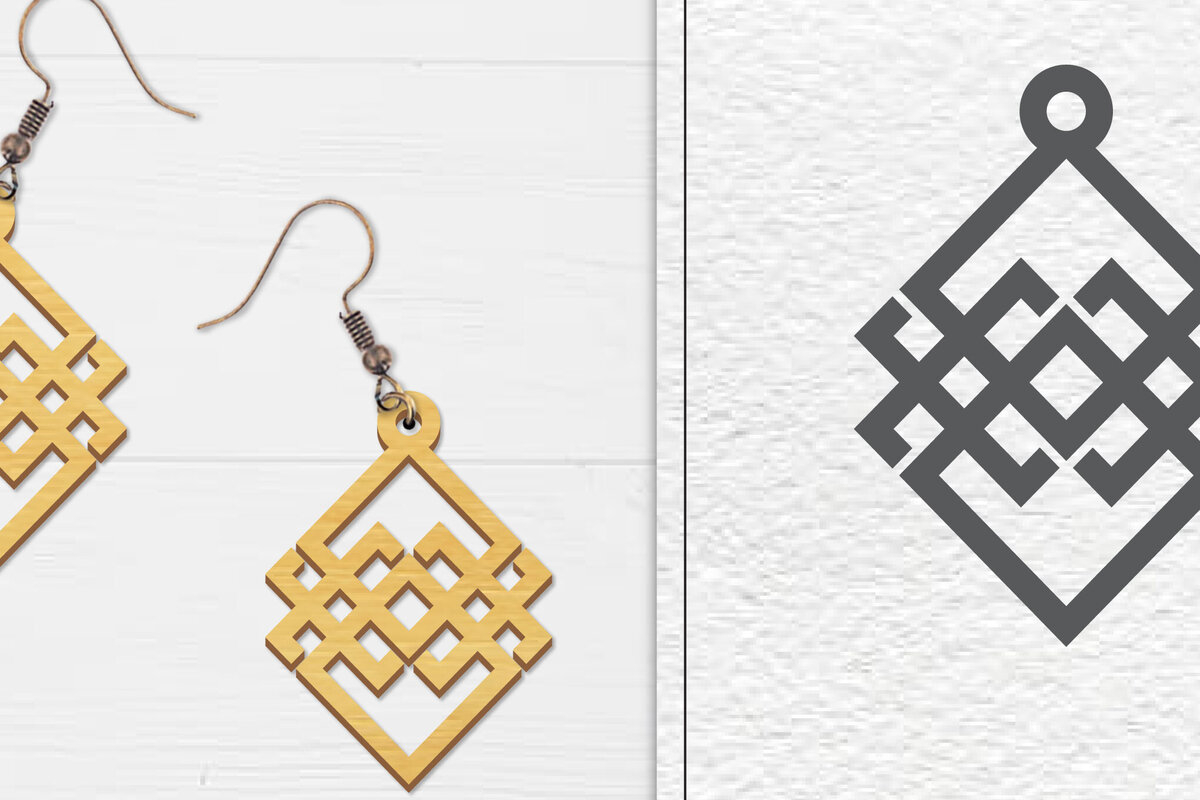 Σετ των 3 Intra απο ξύλο plywood 3mm-4mm πάχος Αφηρημένη κελτική Δίασταση 3x3 cm INTRAFABR-100557950