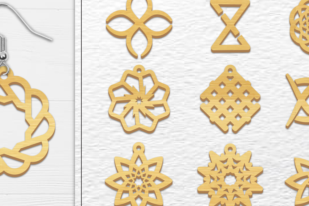 Σετ των 3 Intra απο ξύλο plywood 3mm-4mm πάχος Αφηρημένη κελτική δέσμη κοπής με λέιζερ Δίασταση 3x3 cm INTRAFABR-101768973