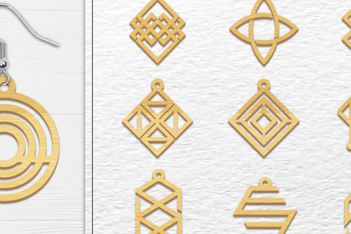 Σετ των 3 Intra απο ξύλο plywood 3mm-4mm πάχος Αφηρημένη κελτική δέσμη κοπής με λέιζερ Δίασταση 3x3 cm INTRAFABR-101769059