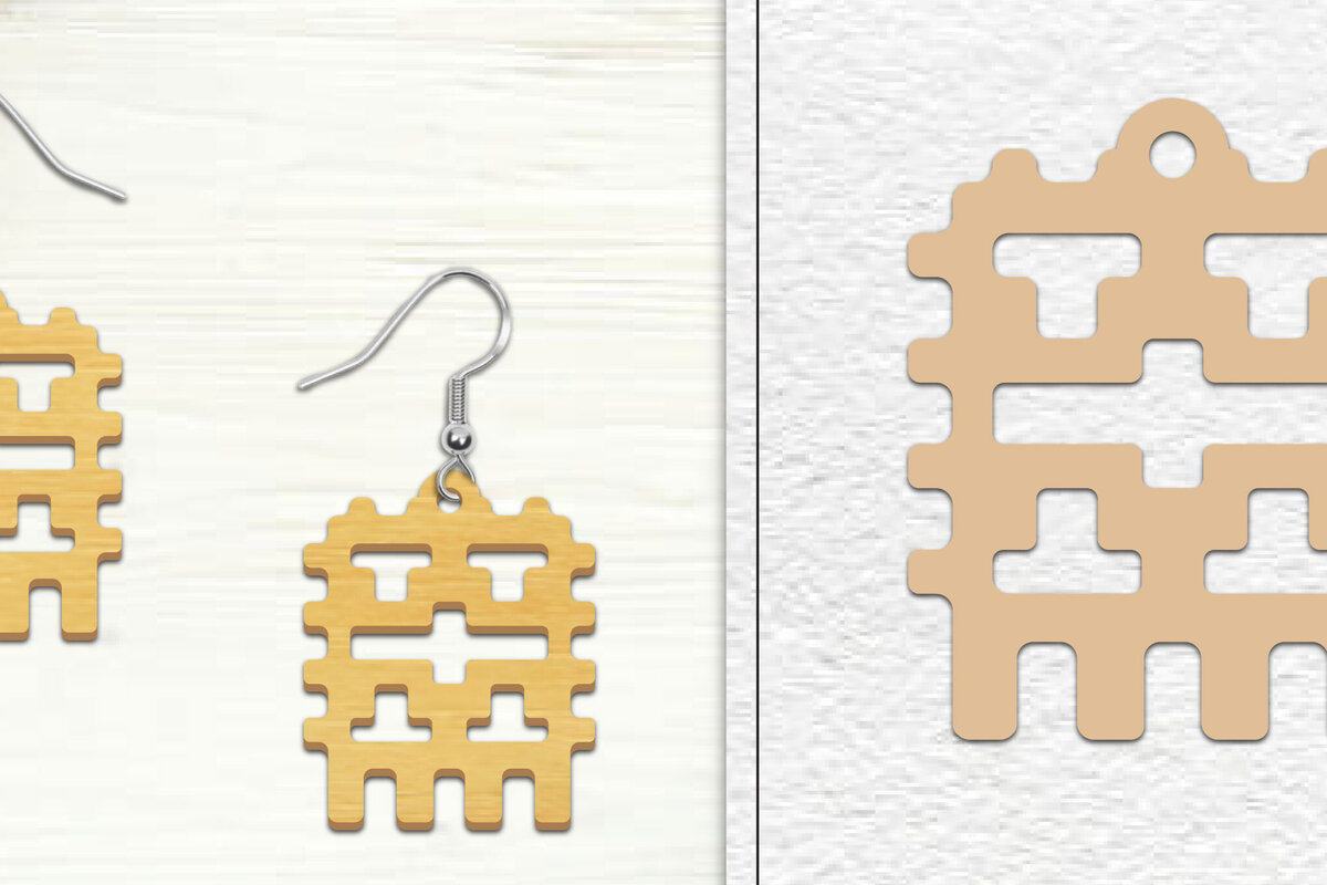 Σετ των 3 Intra απο ξύλο plywood 3mm-4mm πάχος Αφηρημένη σκουλαρίκια Δίασταση 3x3 cm INTRAFABR-101527144