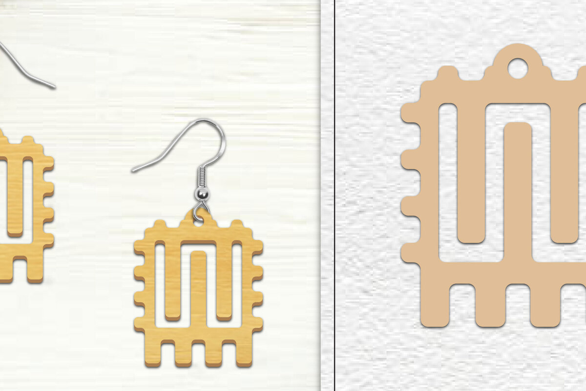 Σετ των 3 Intra απο ξύλο plywood 3mm-4mm πάχος Αφηρημένη σκουλαρίκια Δίασταση 3x3 cm INTRAFABR-101527307