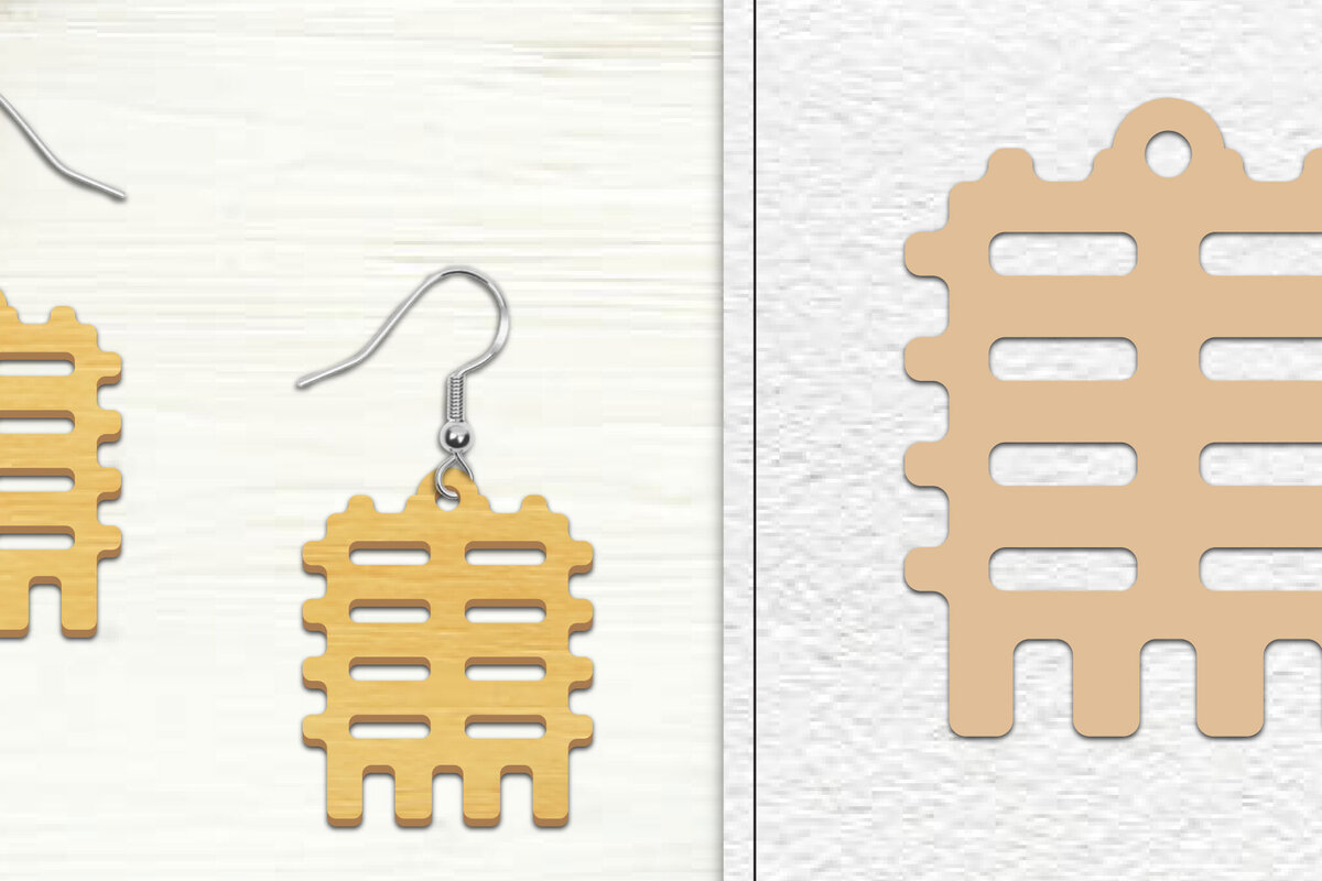 Σετ των 3 Intra απο ξύλο plywood 3mm-4mm πάχος Αφηρημένη σκουλαρίκια Δίασταση 3x3 cm INTRAFABR-101527395