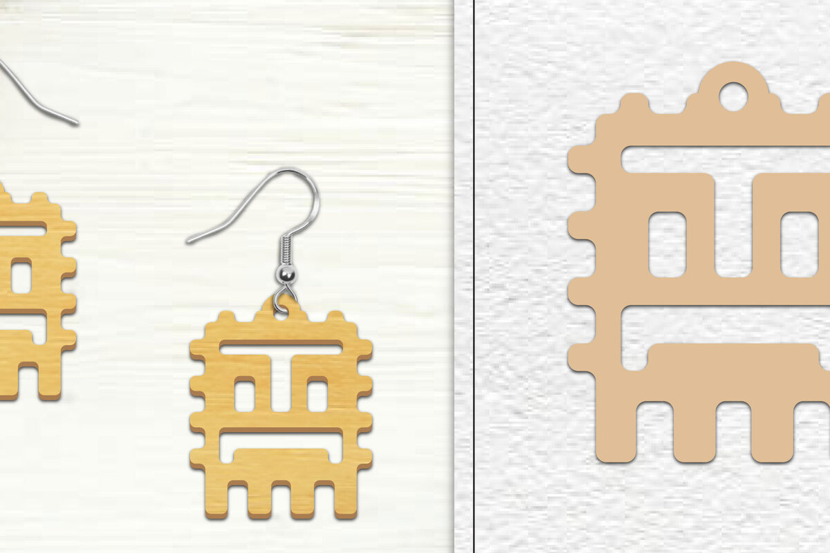 Σετ των 3 Intra απο ξύλο plywood 3mm-4mm πάχος Αφηρημένη σκουλαρίκια Δίασταση 3x3 cm INTRAFABR-101527443