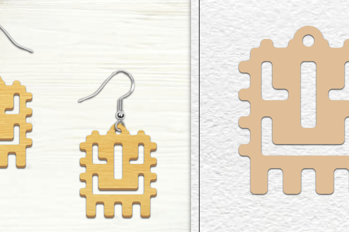 Σετ των 3 Intra απο ξύλο plywood 3mm-4mm πάχος Αφηρημένη σκουλαρίκια Δίασταση 3x3 cm INTRAFABR-101527495