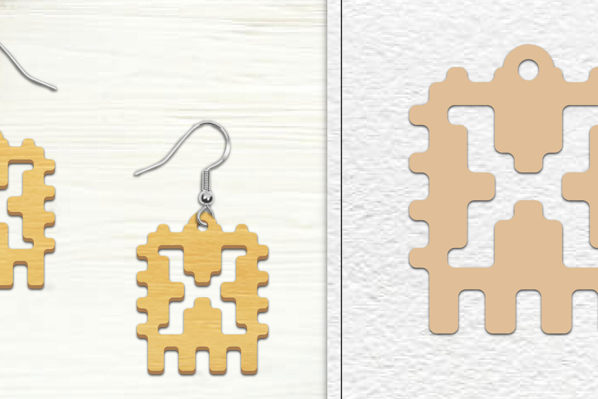 Σετ των 3 Intra απο ξύλο plywood 3mm-4mm πάχος Αφηρημένη σκουλαρίκια Δίασταση 3x3 cm INTRAFABR-101527545