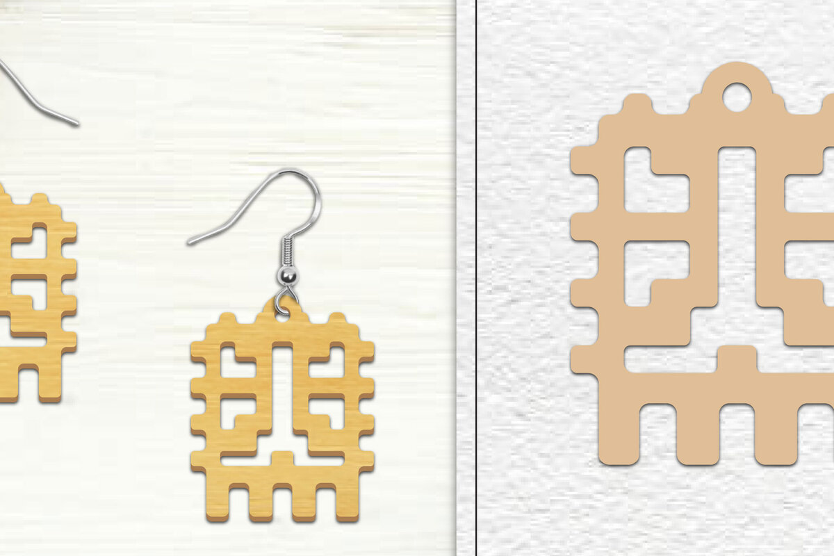 Σετ των 3 Intra απο ξύλο plywood 3mm-4mm πάχος Αφηρημένη σκουλαρίκια Δίασταση 3x3 cm INTRAFABR-101527619