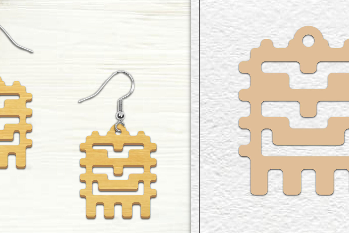 Σετ των 3 Intra απο ξύλο plywood 3mm-4mm πάχος Αφηρημένη σκουλαρίκια Δίασταση 3x3 cm INTRAFABR-101527681