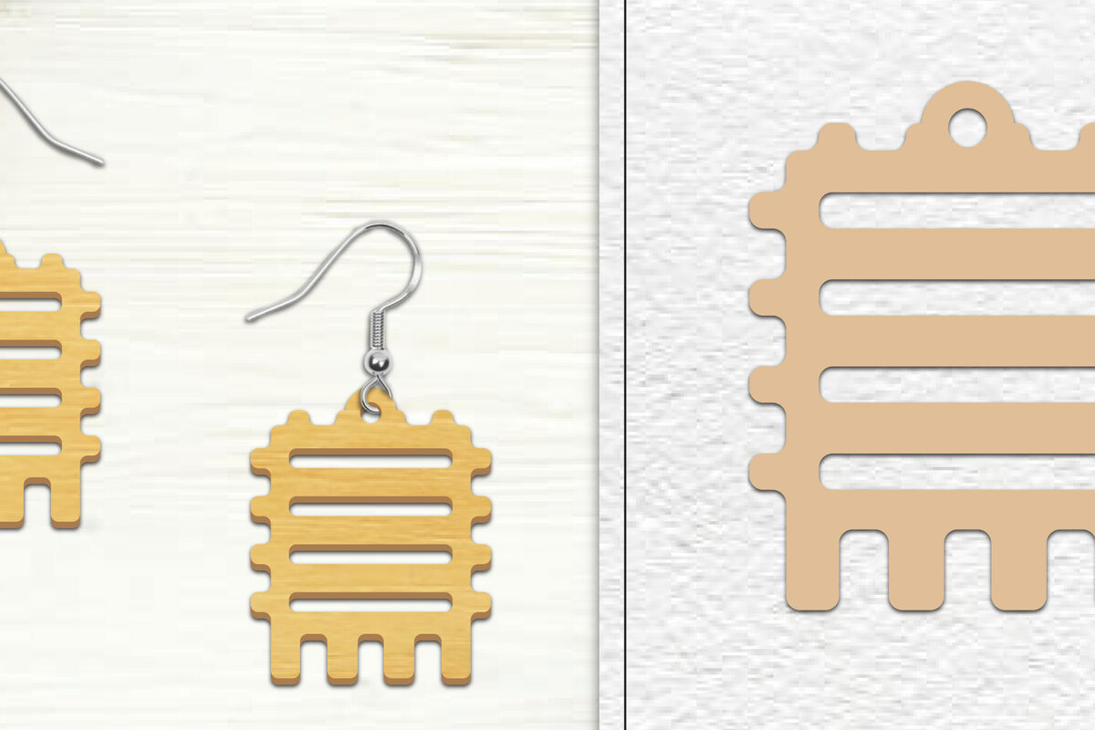 Σετ των 3 Intra απο ξύλο plywood 3mm-4mm πάχος Αφηρημένη σκουλαρίκια Δίασταση 3x3 cm INTRAFABR-101527747