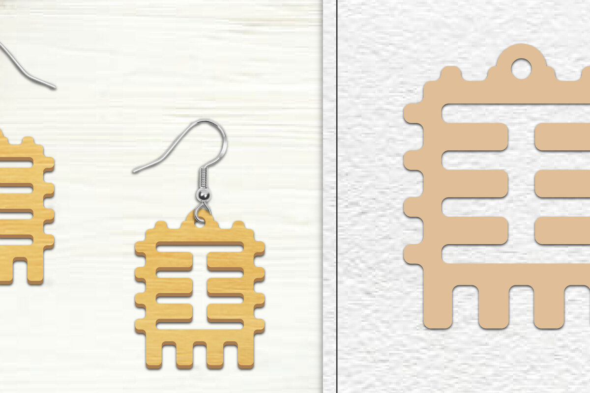 Σετ των 3 Intra απο ξύλο plywood 3mm-4mm πάχος Αφηρημένη σκουλαρίκια Δίασταση 3x3 cm INTRAFABR-101526668