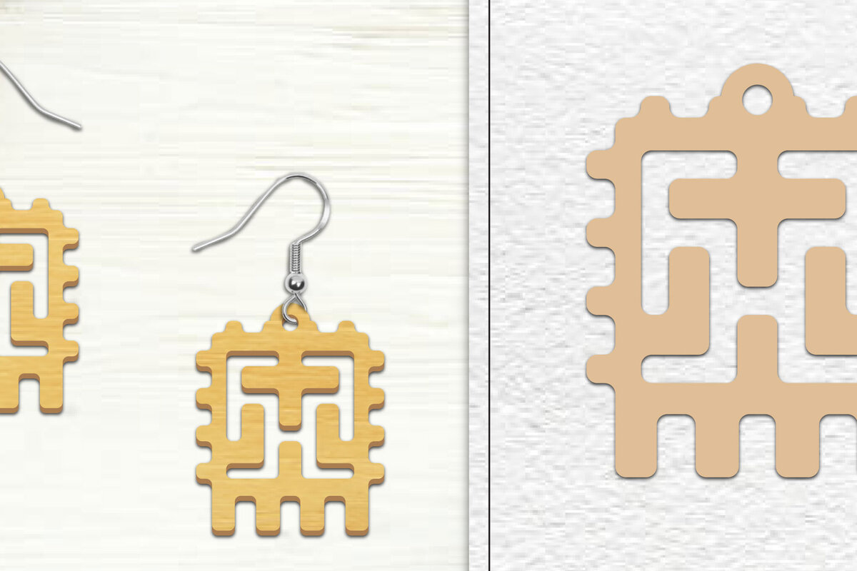 Σετ των 3 Intra απο ξύλο plywood 3mm-4mm πάχος Αφηρημένη σκουλαρίκια Δίασταση 3x3 cm INTRAFABR-101527800