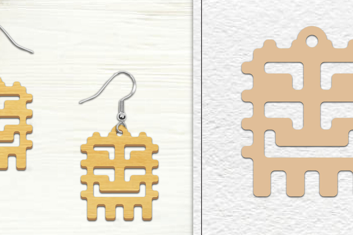 Σετ των 3 Intra απο ξύλο plywood 3mm-4mm πάχος Αφηρημένη σκουλαρίκια Δίασταση 3x3 cm INTRAFABR-101527833