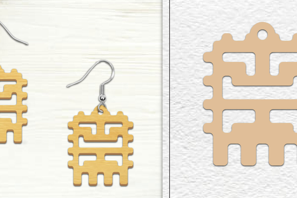 Σετ των 3 Intra απο ξύλο plywood 3mm-4mm πάχος Αφηρημένη σκουλαρίκια Δίασταση 3x3 cm INTRAFABR-101527946