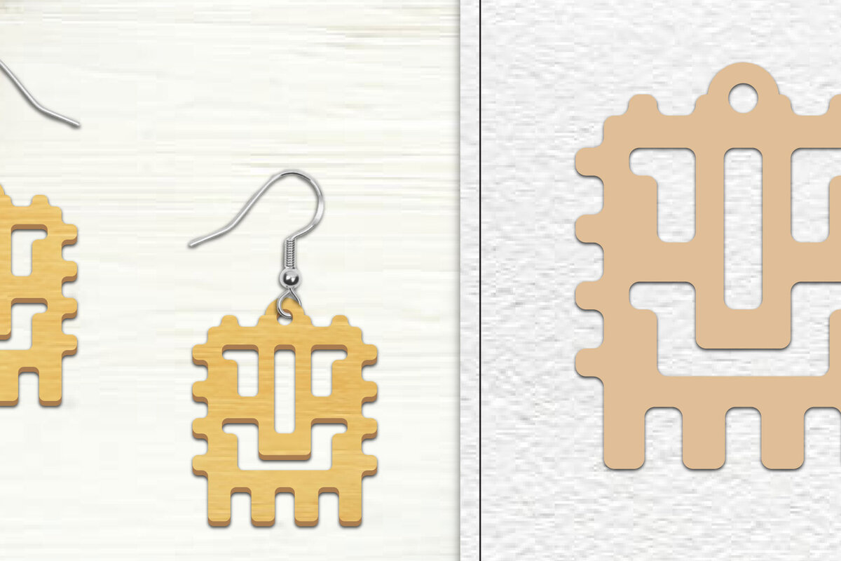 Σετ των 3 Intra απο ξύλο plywood 3mm-4mm πάχος Αφηρημένη σκουλαρίκια Δίασταση 3x3 cm INTRAFABR-101528014