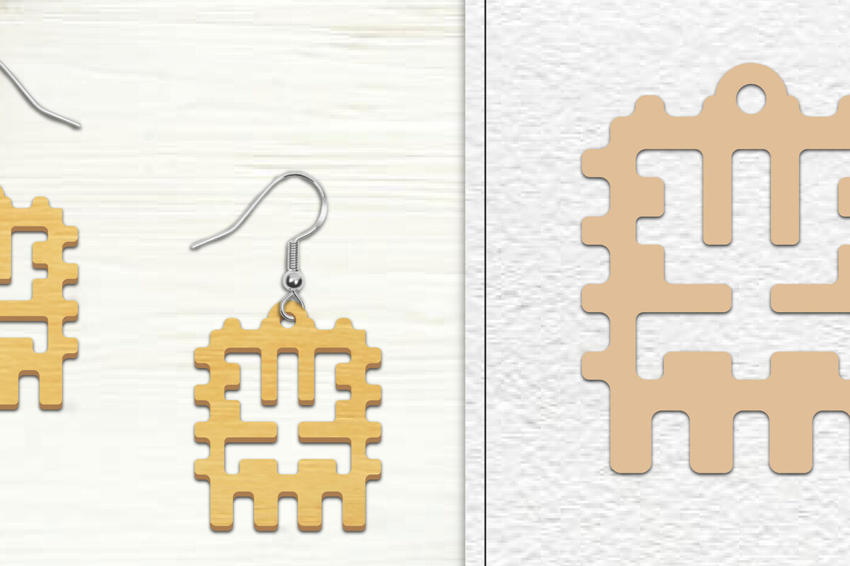 Σετ των 3 Intra απο ξύλο plywood 3mm-4mm πάχος Αφηρημένη σκουλαρίκια Δίασταση 3x3 cm INTRAFABR-101528049