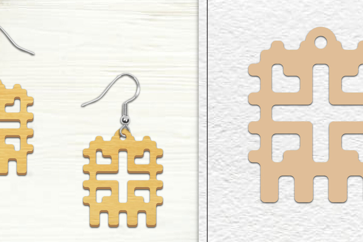 Σετ των 3 Intra απο ξύλο plywood 3mm-4mm πάχος Αφηρημένη σκουλαρίκια Δίασταση 3x3 cm INTRAFABR-101528100