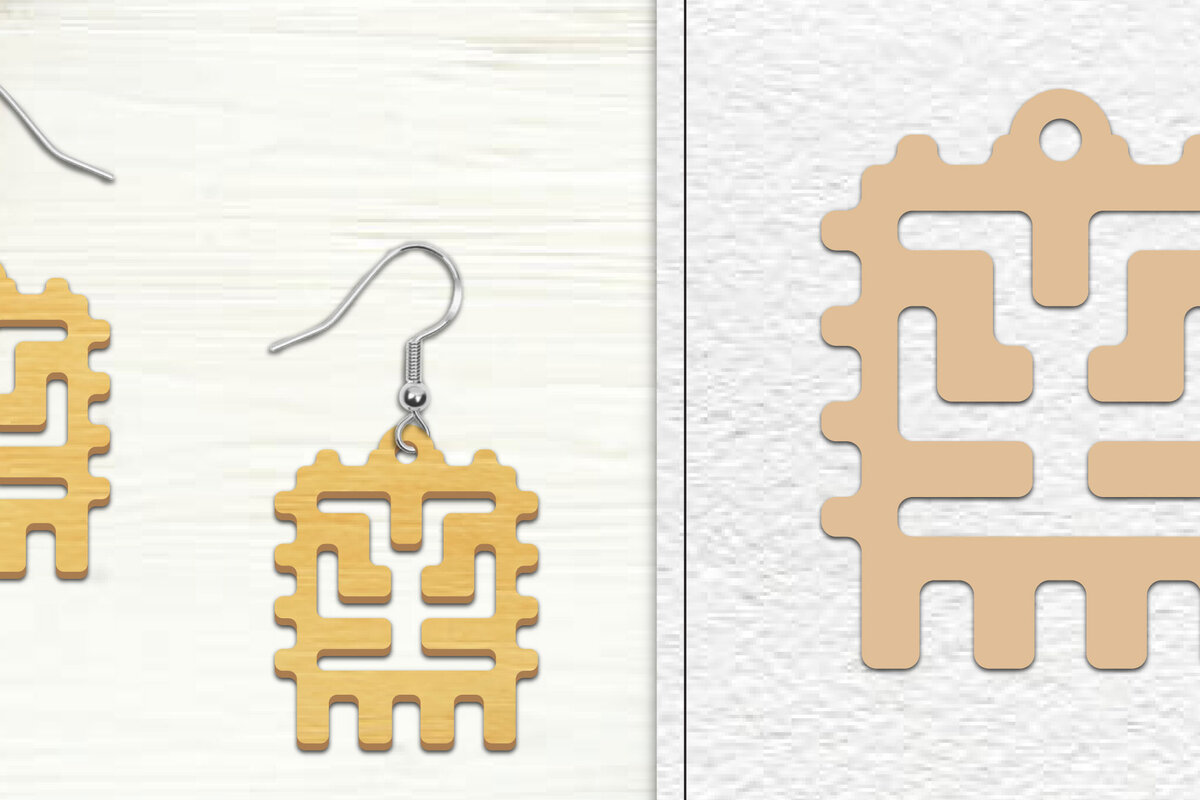 Σετ των 3 Intra απο ξύλο plywood 3mm-4mm πάχος Αφηρημένη σκουλαρίκια Δίασταση 3x3 cm INTRAFABR-101528179