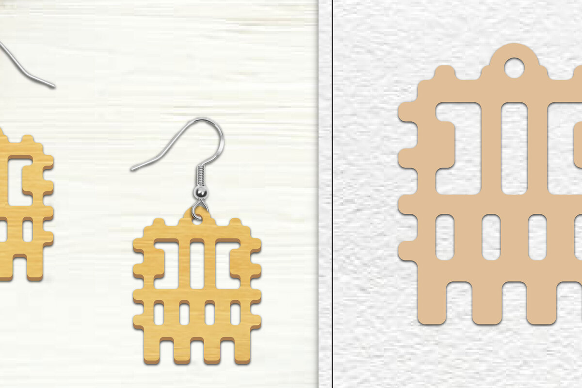 Σετ των 3 Intra απο ξύλο plywood 3mm-4mm πάχος Αφηρημένη σκουλαρίκια Δίασταση 3x3 cm INTRAFABR-101528259