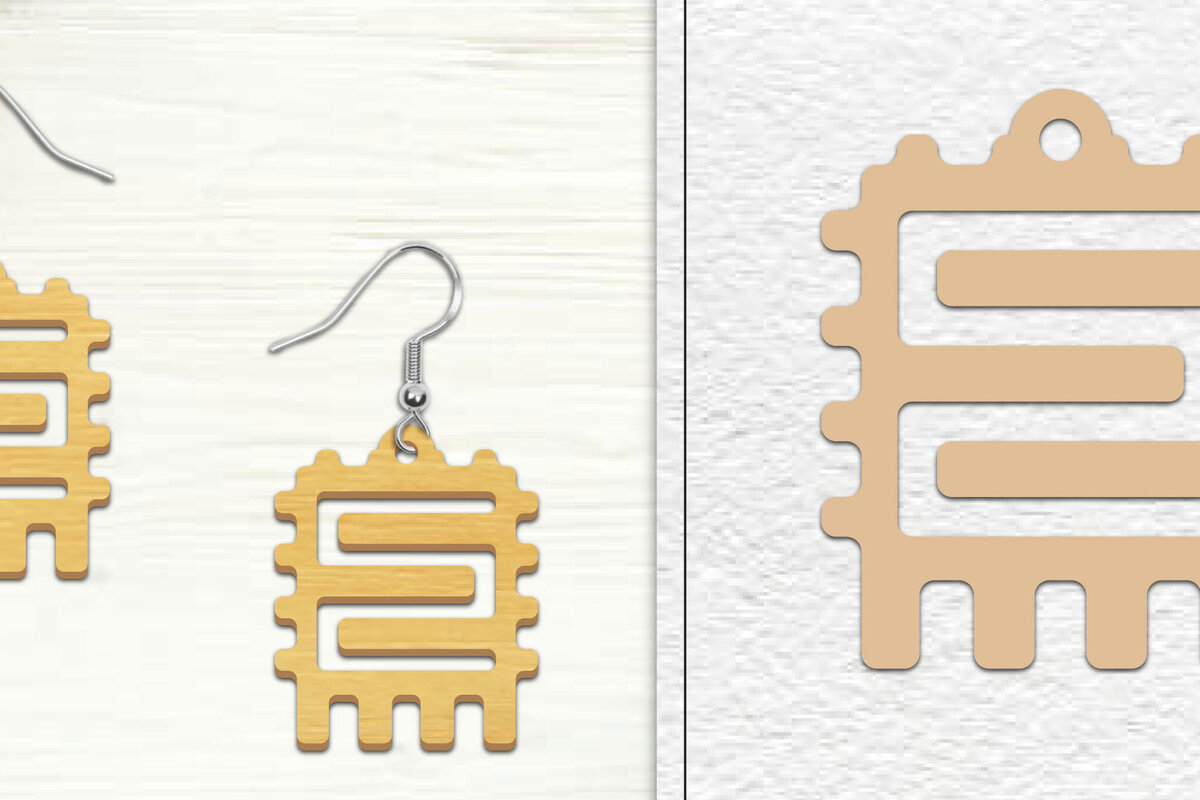 Σετ των 3 Intra απο ξύλο plywood 3mm-4mm πάχος Αφηρημένη σκουλαρίκια Δίασταση 3x3 cm INTRAFABR-101526719