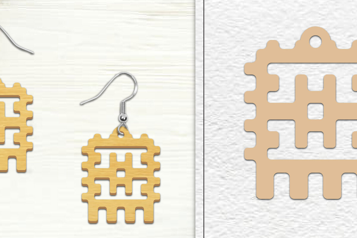 Σετ των 3 Intra απο ξύλο plywood 3mm-4mm πάχος Αφηρημένη σκουλαρίκια Δίασταση 3x3 cm INTRAFABR-101528436