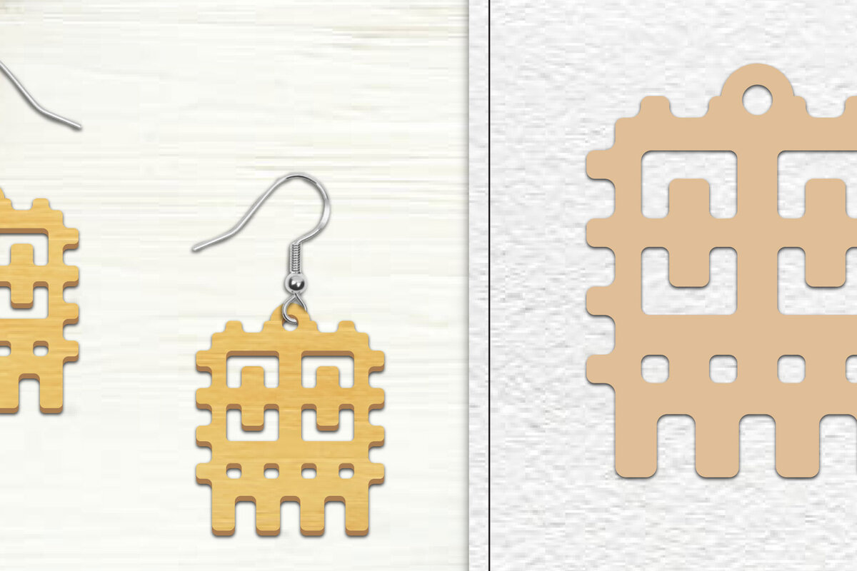 Σετ των 3 Intra απο ξύλο plywood 3mm-4mm πάχος Αφηρημένη σκουλαρίκια Δίασταση 3x3 cm INTRAFABR-101526774