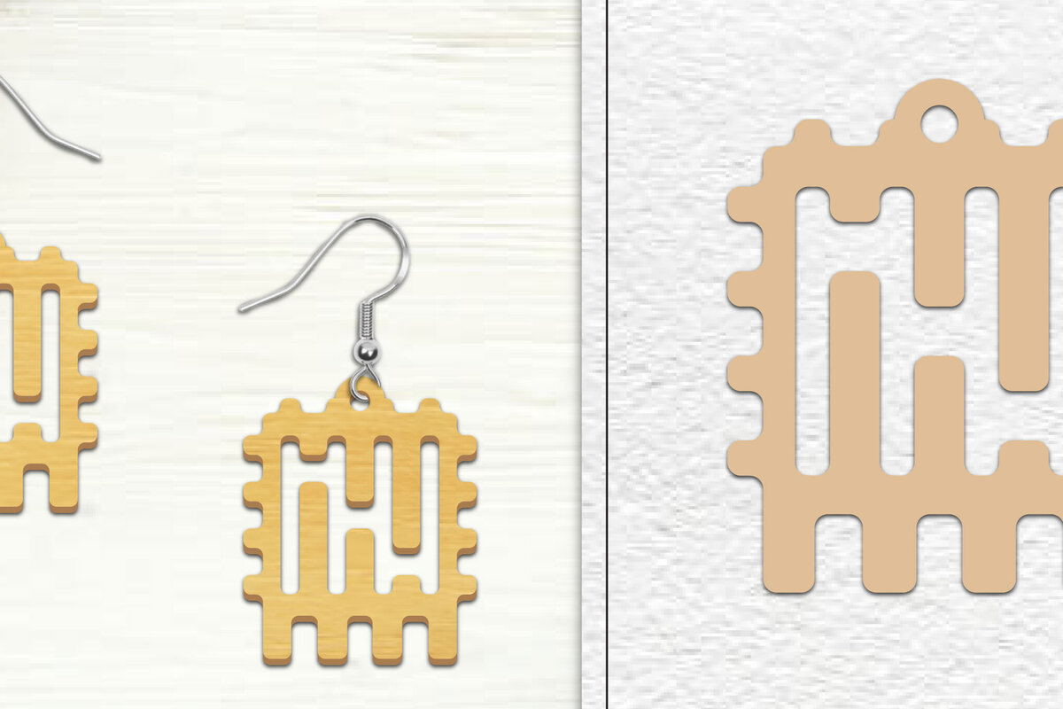 Σετ των 3 Intra απο ξύλο plywood 3mm-4mm πάχος Αφηρημένη σκουλαρίκια Δίασταση 3x3 cm INTRAFABR-101526817