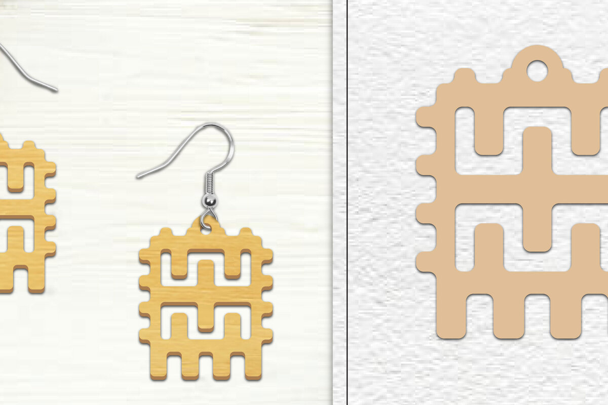 Σετ των 3 Intra απο ξύλο plywood 3mm-4mm πάχος Αφηρημένη σκουλαρίκια Δίασταση 3x3 cm INTRAFABR-101526892