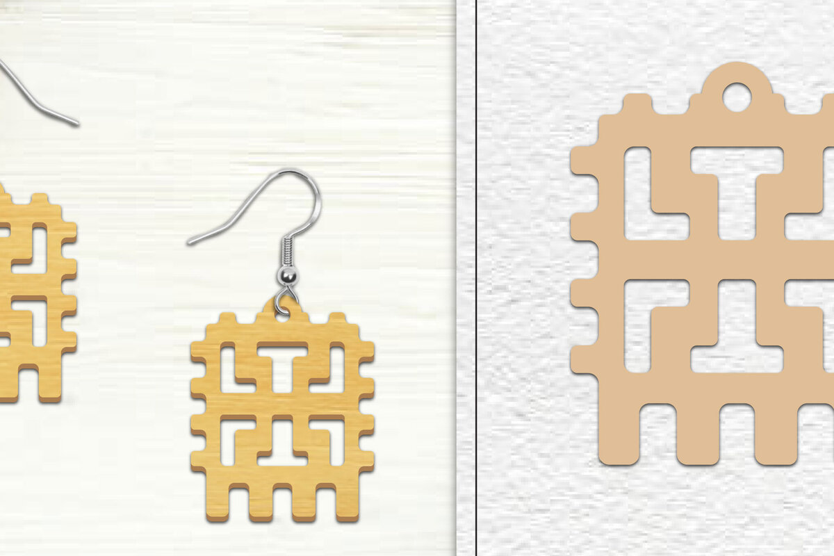 Σετ των 3 Intra απο ξύλο plywood 3mm-4mm πάχος Αφηρημένη σκουλαρίκια Δίασταση 3x3 cm INTRAFABR-101526936