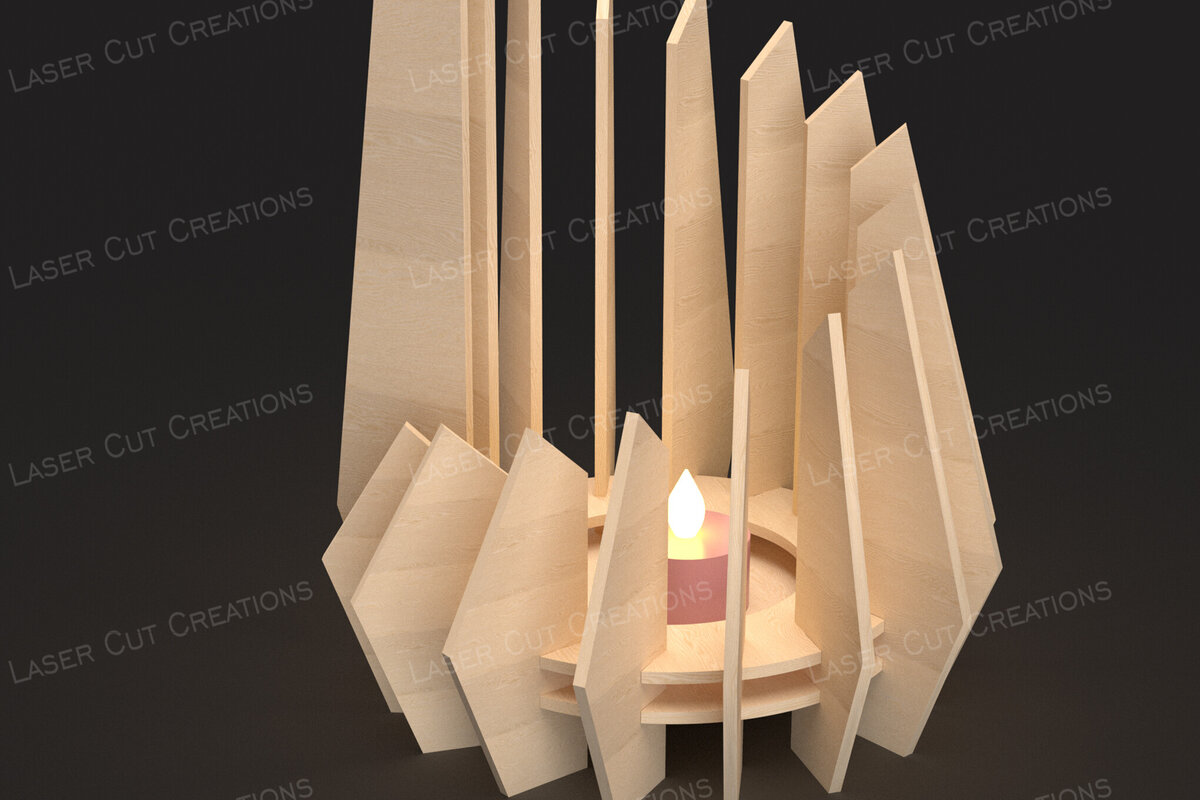 Intra απο ξύλο plywood 3mm-4mm πάχος Αφηρημένη Φλόγα Κηροπήγιο Δίασταση 30x20 cm INTRAFABR-125082729