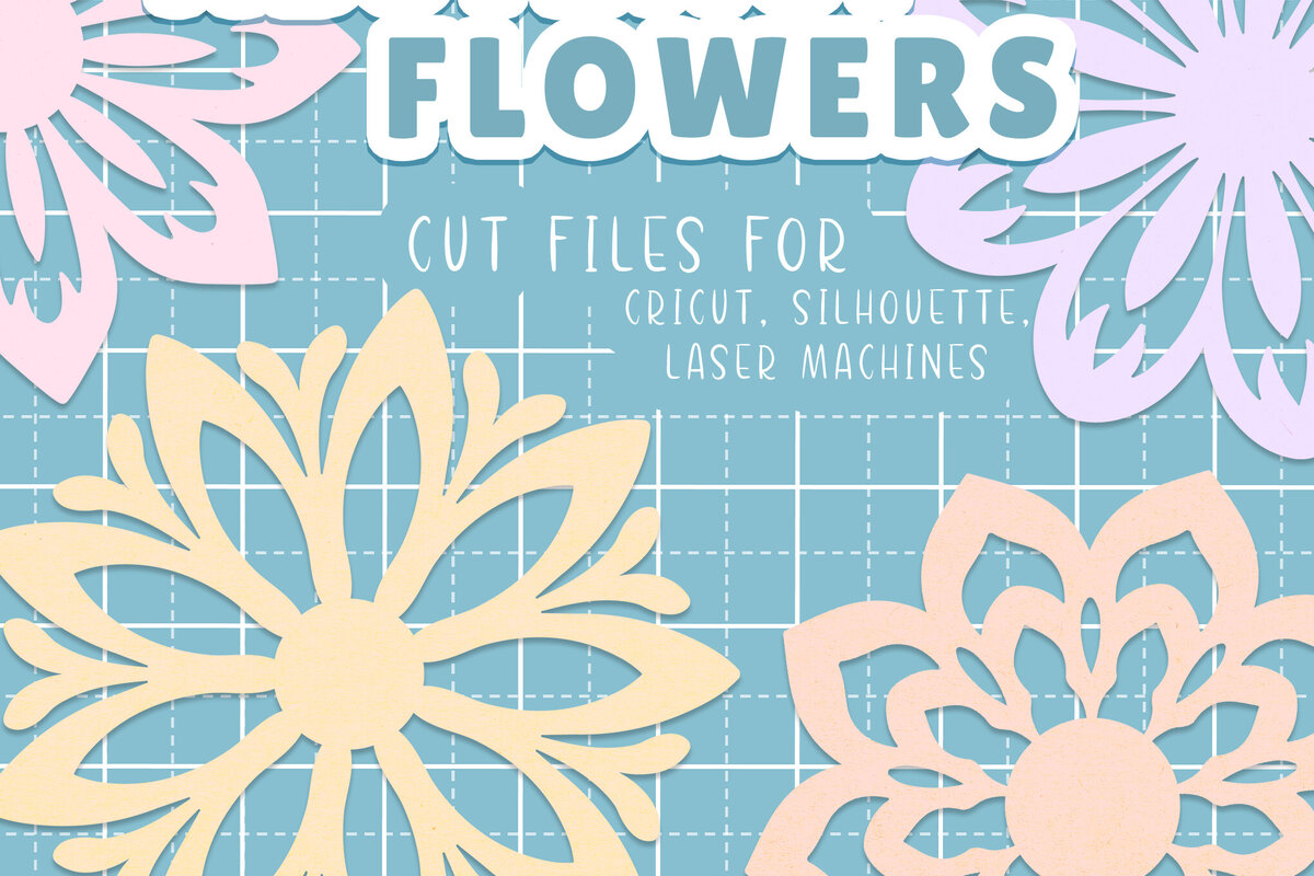 Σετ των 3 Intra απο ξύλο plywood 3mm-4mm πάχος Αφηρημένη κοπή χαρτιού με λέιζερ λουλουδιών Δίασταση 7x7 cm INTRAFABR-121268929