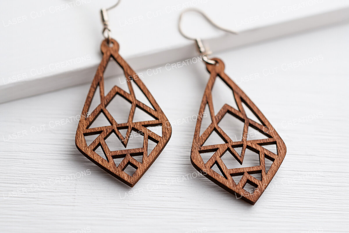 Σετ των 3 Intra απο ξύλο plywood 3mm-4mm πάχος Αφηρημένα γεωμετρικά σκουλαρίκια Δίασταση 3x3 cm INTRAFABR-124910653